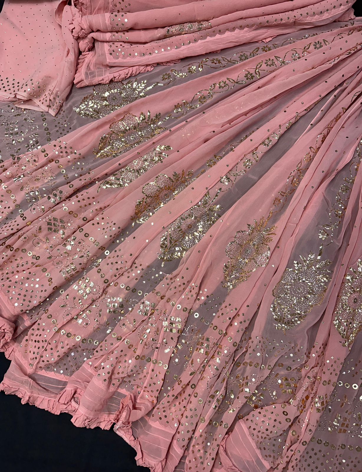 Dreamy Pink Bridal Mukaish Lehnga