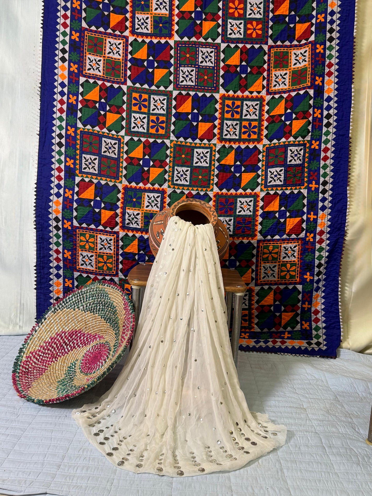 Silver Mukaish Dupatta
