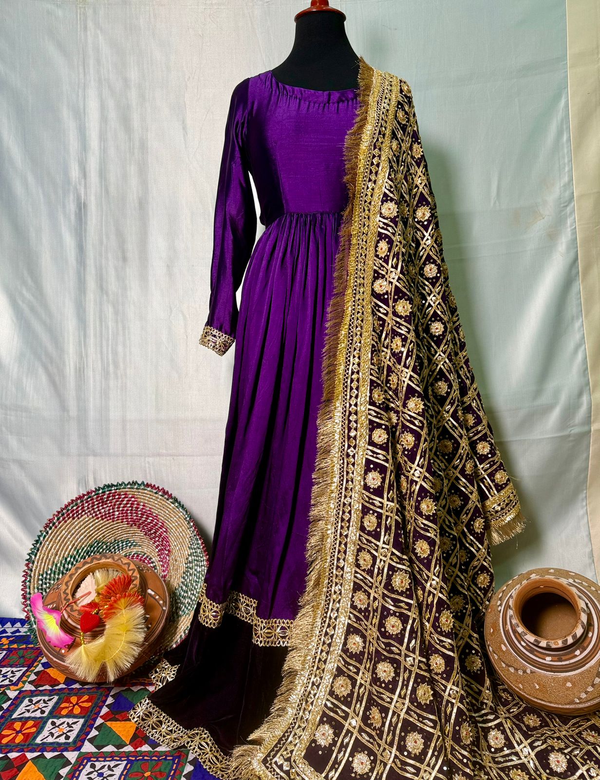 Puple Chamak Gota Set