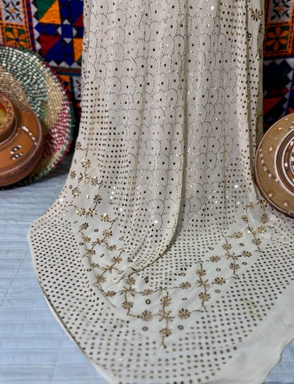 Rose Gold Mukaish Saree