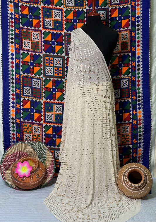 Rose Gold Mukaish Saree