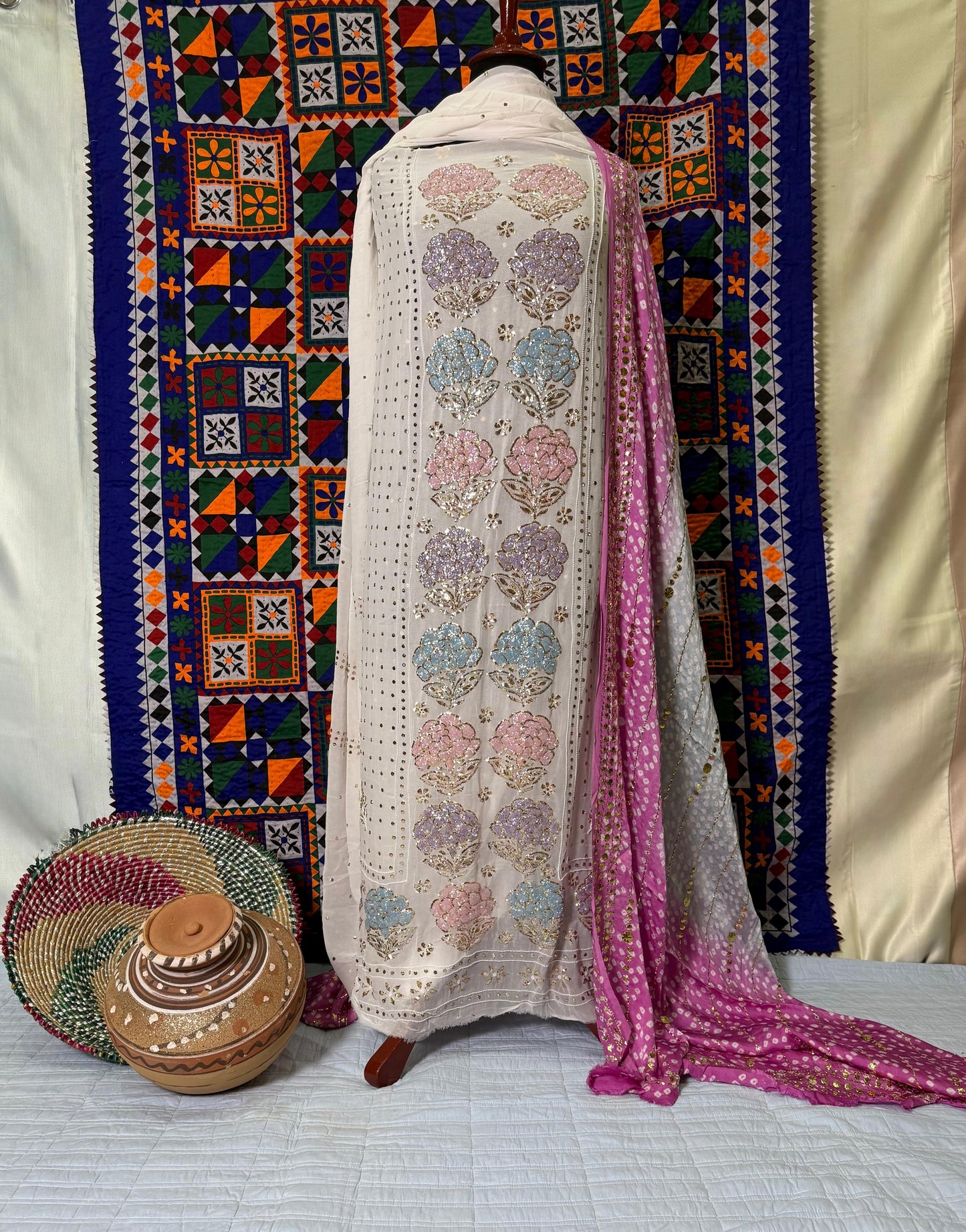 Multi-CutDana Floral Mukaish Suit