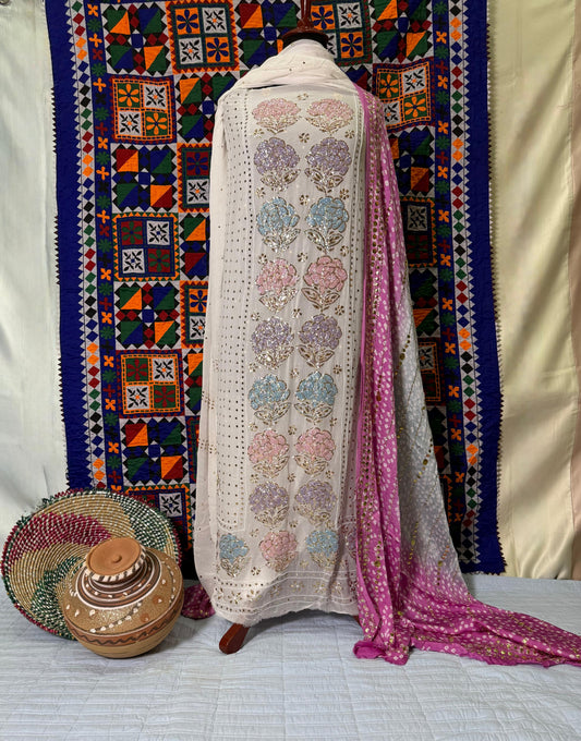 Multi-CutDana Floral Mukaish Suit