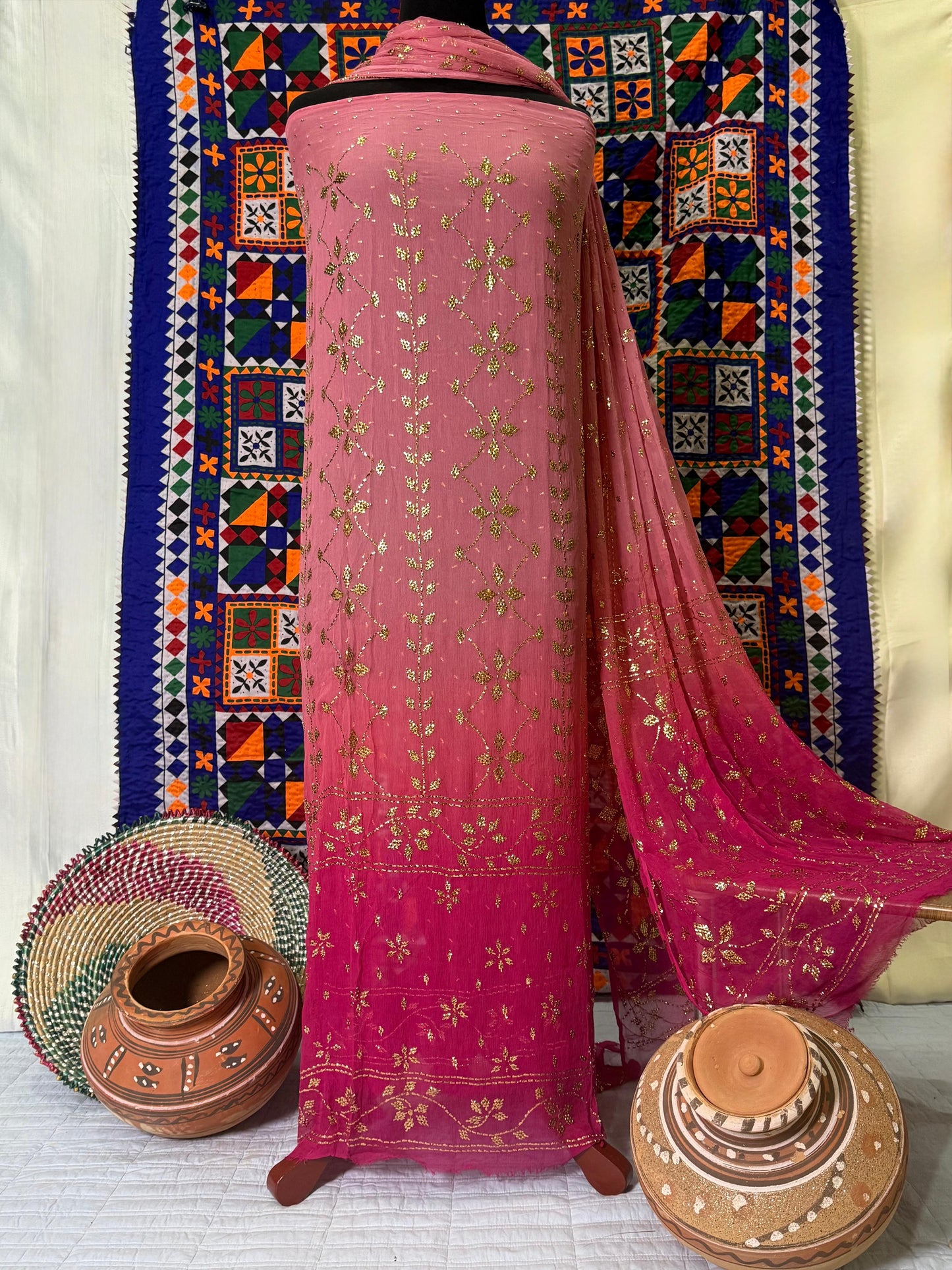 Pink Antique Mukaish Suit