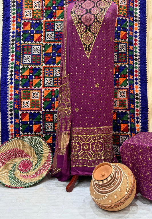 Purple Ajrak Suit